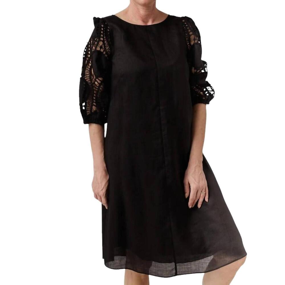 NEW LUISA CERANO dress with crochet details in black